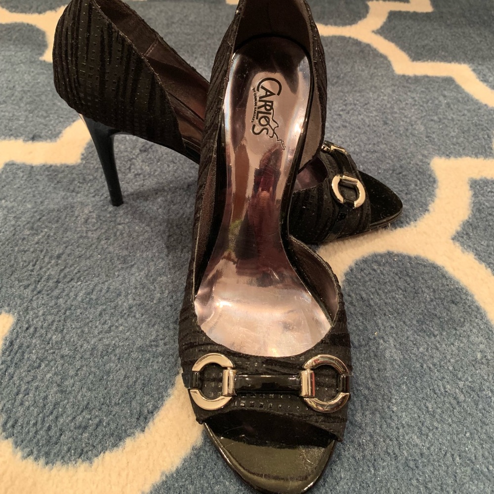 NWOT Carlos Santana black peep toe heels